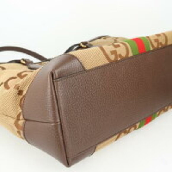 Gucci Jumbo GG Ophidia Tote Bag Web Stripe Brown Beige - Picture 8 of 8